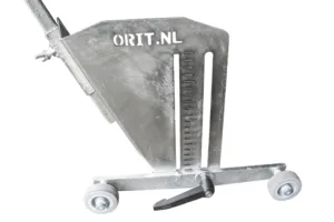 Detaljbild av reglage för justerbar höjd på Orit MEL Läggningsredskap.